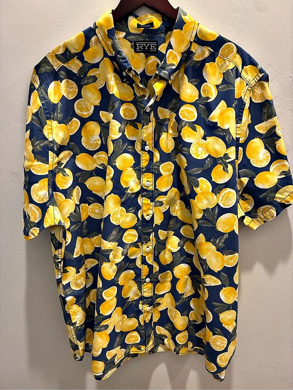RYE Men's Floral Button Down Blue & Yellow Shirt Size 3XL Like New